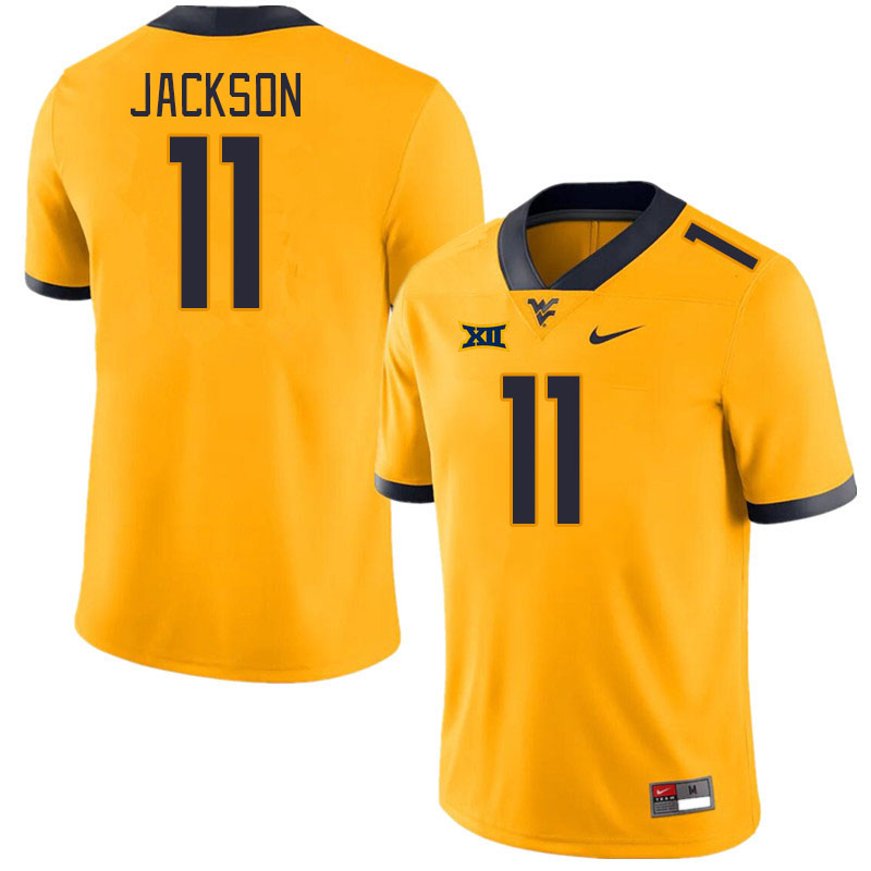 Men #11 T.J. Jackson West Virginia Mountaineers College Football Jerseys Stitched Sale-Gold